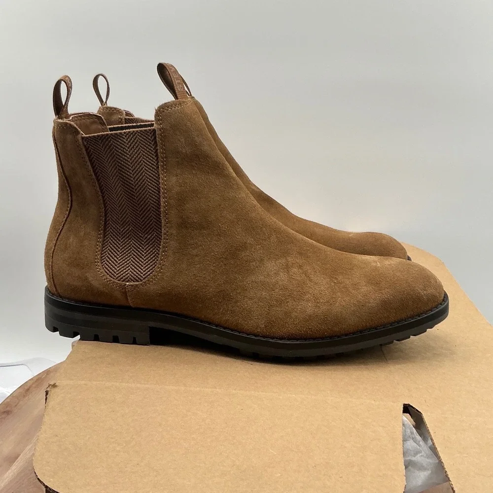 Steve Madden P-Fenton Mens Suede Chelsea Boots Cognac Brown 11D P-FENTON